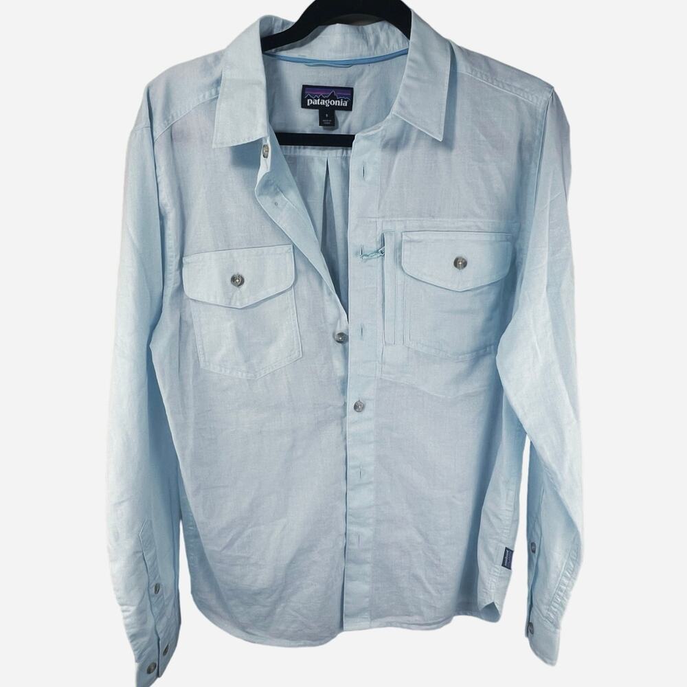 Patagonia Men’s Long Sleeve Cayo Largo II Shirt in Sky Blue size Small